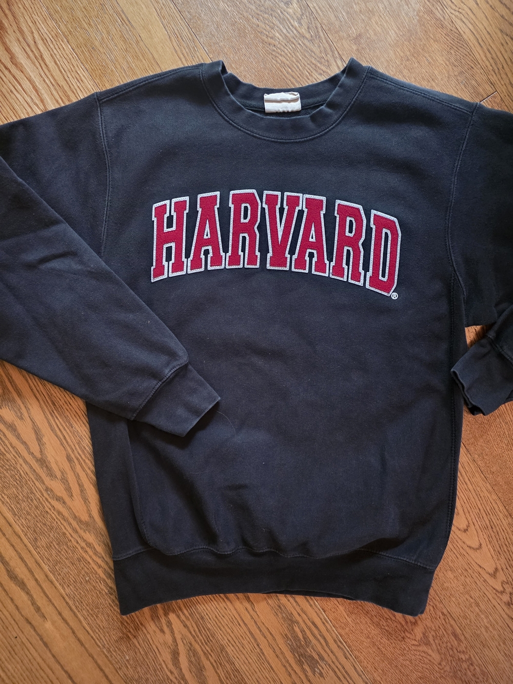 Retro Harvard Crewneck Sweatshirt - Black with Red Logo - Size Small
